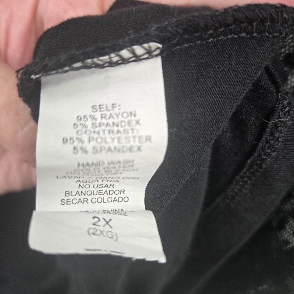 Ambiance Black Semi-Sheer Mesh Polka Dot Long Sleeved Blouse 2x - Picture 8 of 8